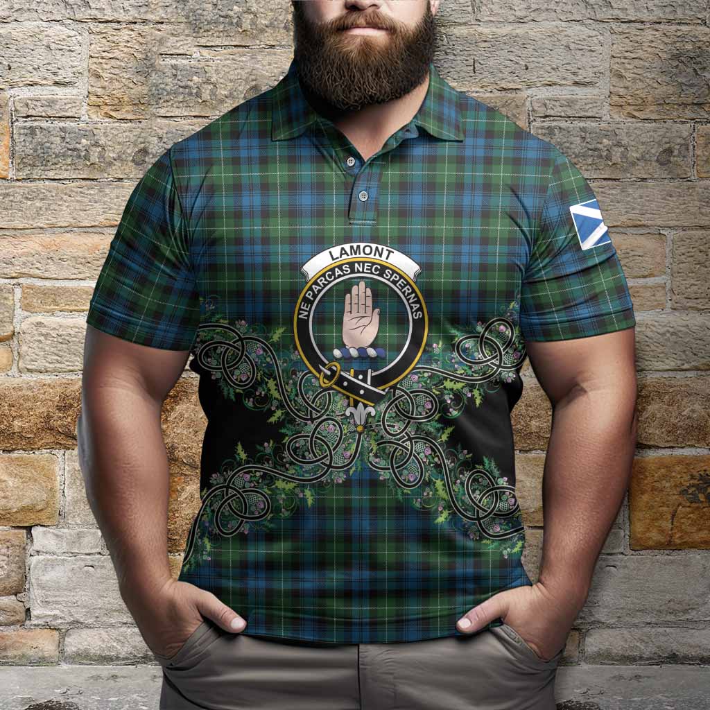 Lamont Tartan Polo Shirt Thistle Scottish Spirit
