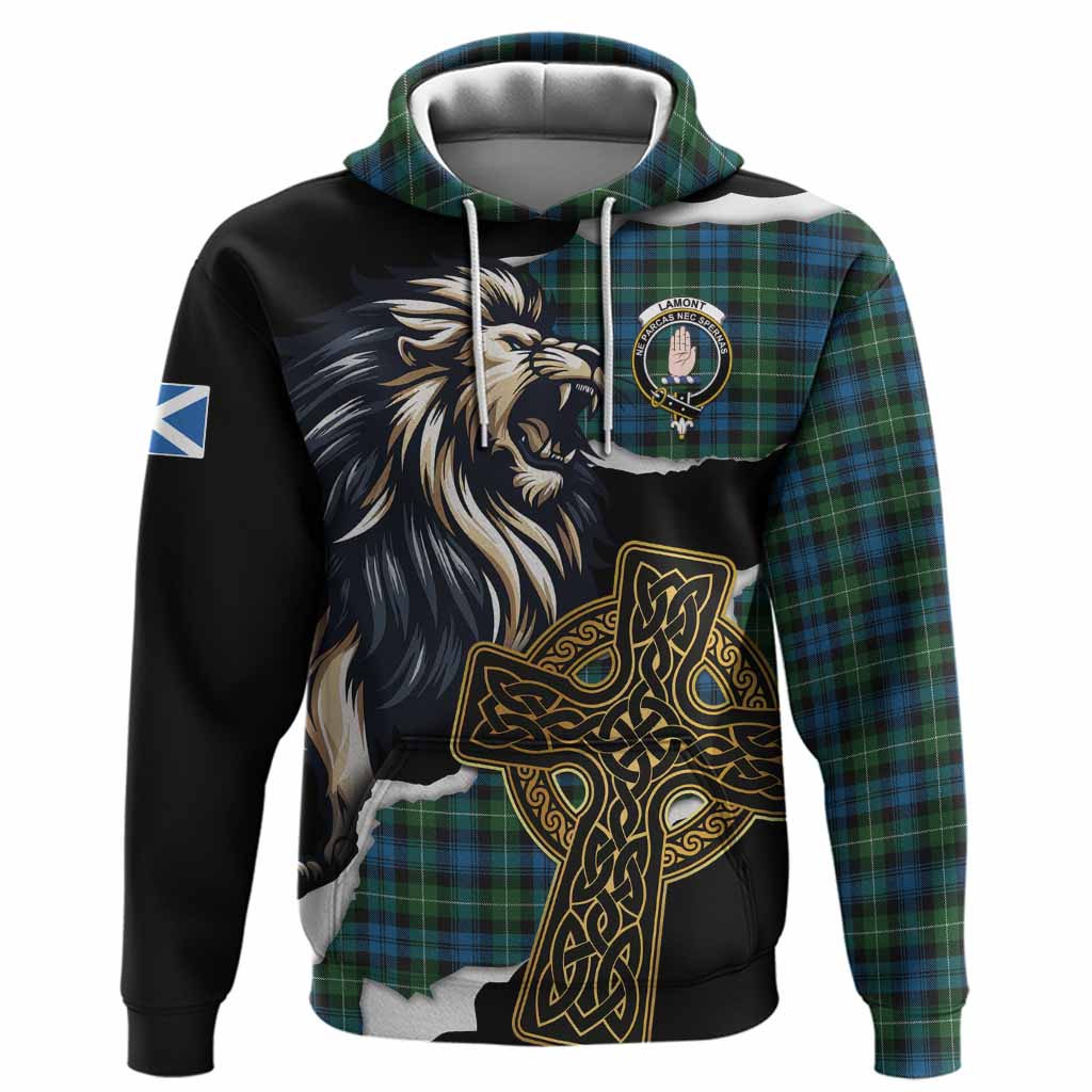Lamont Tartan Scottish Hoodie Lion Celtic Heritage