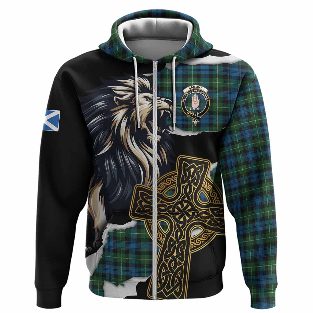 Lamont Tartan Scottish Hoodie Lion Celtic Heritage