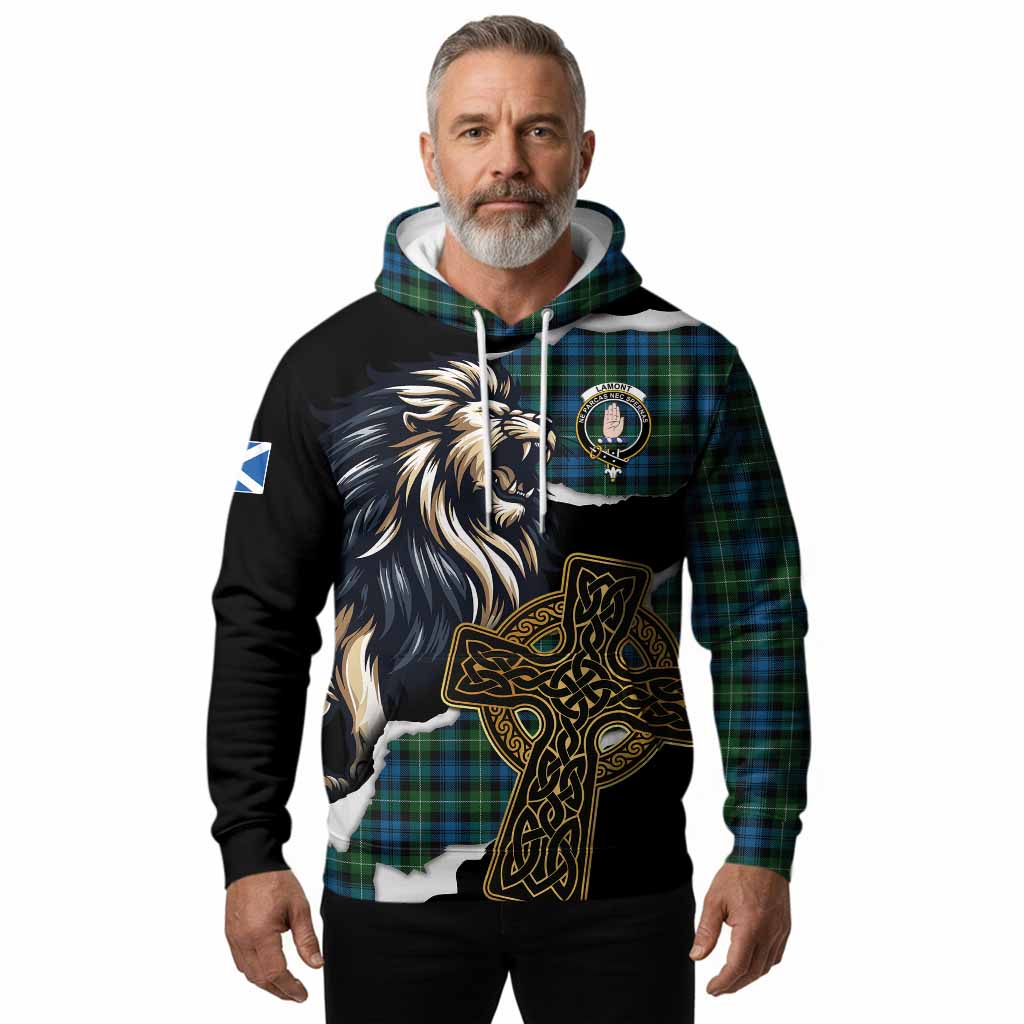 Lamont Tartan Scottish Hoodie Lion Celtic Heritage