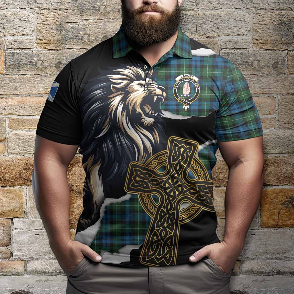 Lamont Tartan Scottish Polo Shirt Lion Celtic Heritage