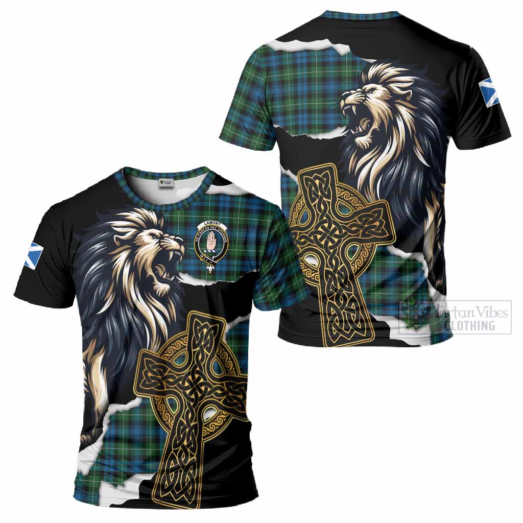 Lamont Tartan Scottish T-Shirt Lion Celtic Heritage