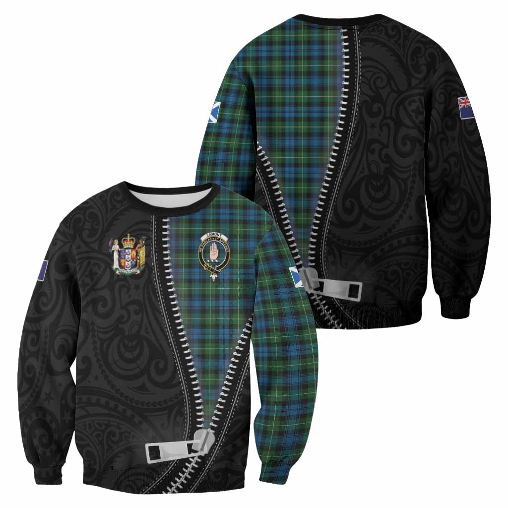 Lamont Tartan Sweatshirt New Zealand Pattern Unique Zipper Stylized