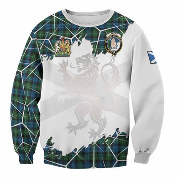 Lamont Tartan Sweatshirt with Family Crest and Lion Rampant Grunge Style