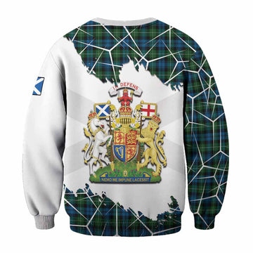 Lamont Tartan Sweatshirt with Family Crest and Lion Rampant Grunge Style