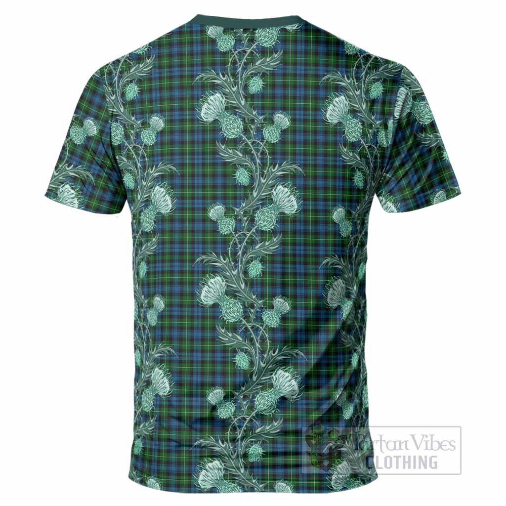 Lamont Tartan T-Shirt Seamless Scottish Thistle Flowers