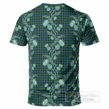 Lamont Tartan T-Shirt Seamless Scottish Thistle Flowers