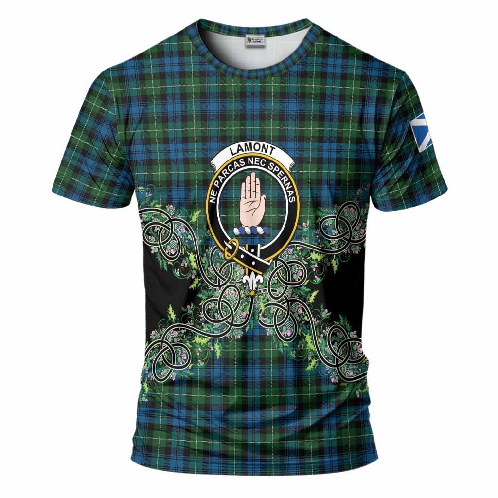 Lamont Tartan T-Shirt Thistle Scottish Spirit