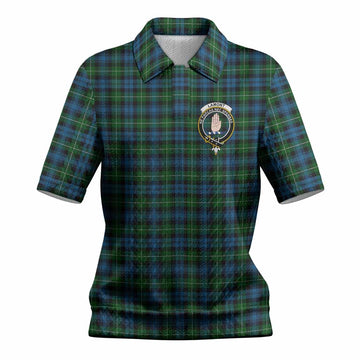 Lamont Tartan Women’s Polo Sweater Top with Family Crest