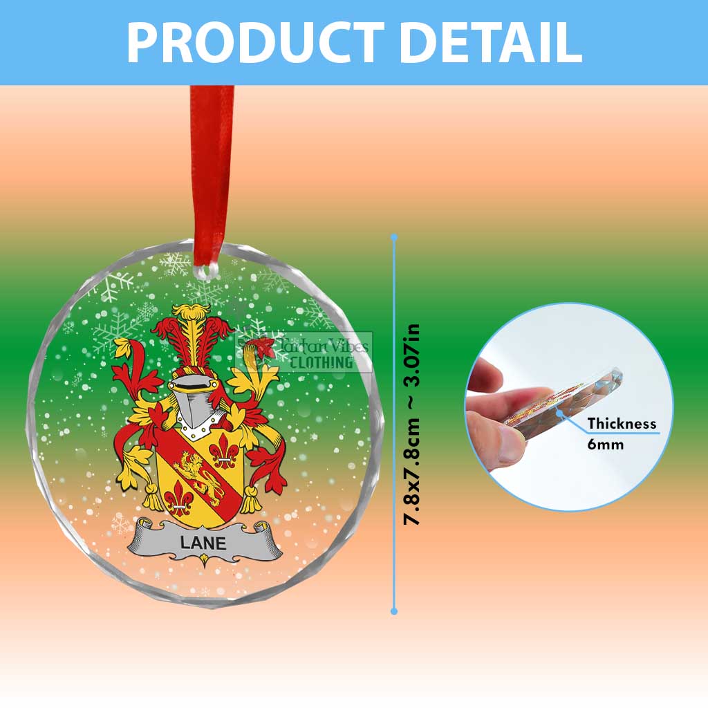Lane Irish Clan Christmas Glass Ornament with Coat of Arms - 2D-tartanvibesclothing