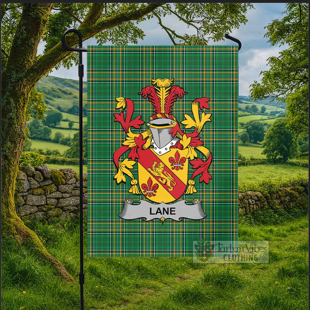 Lane Irish Clan Tartan Flag with Coat of Arms