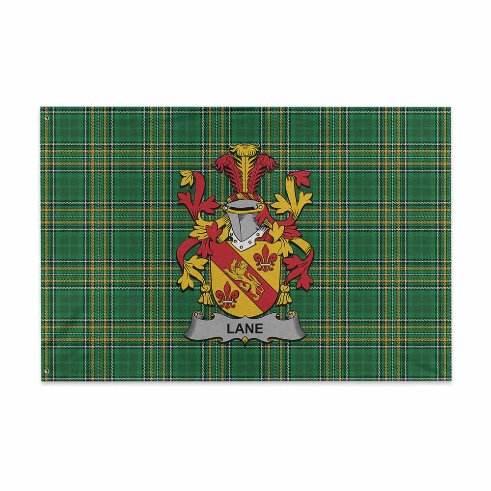 Tartan Vibes Clothing Lane Irish Clan Tartan House Flag with Coat of Arms