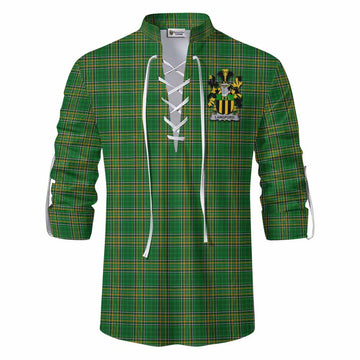 Langford Irish Clan Tartan Ghillie Kilt Shirt with Coat of Arms Men - Tartan Vibes Clothing