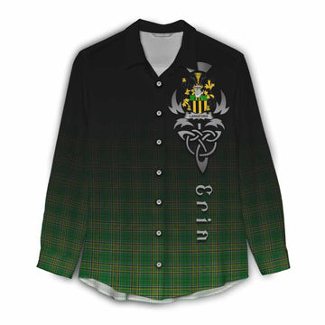 Langford Irish Clan Women's Casual Shirt with Coat of Arms Erin Go Bragh Celtic Inspired Female - Tartan Vibes Clothing