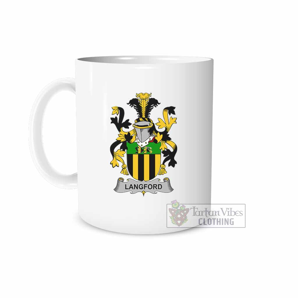 Langford Irish Clan Coat of Arms Ceramic Mug White - 2D-tartanvibesclothing