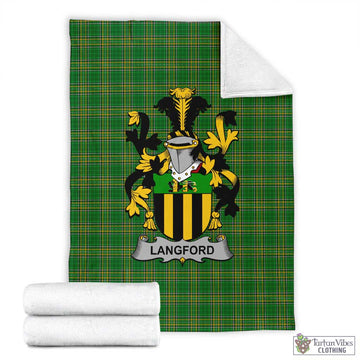 Tartan Vibes Clothing Langford Irish Clan Tartan Blanket with Coat of Arms