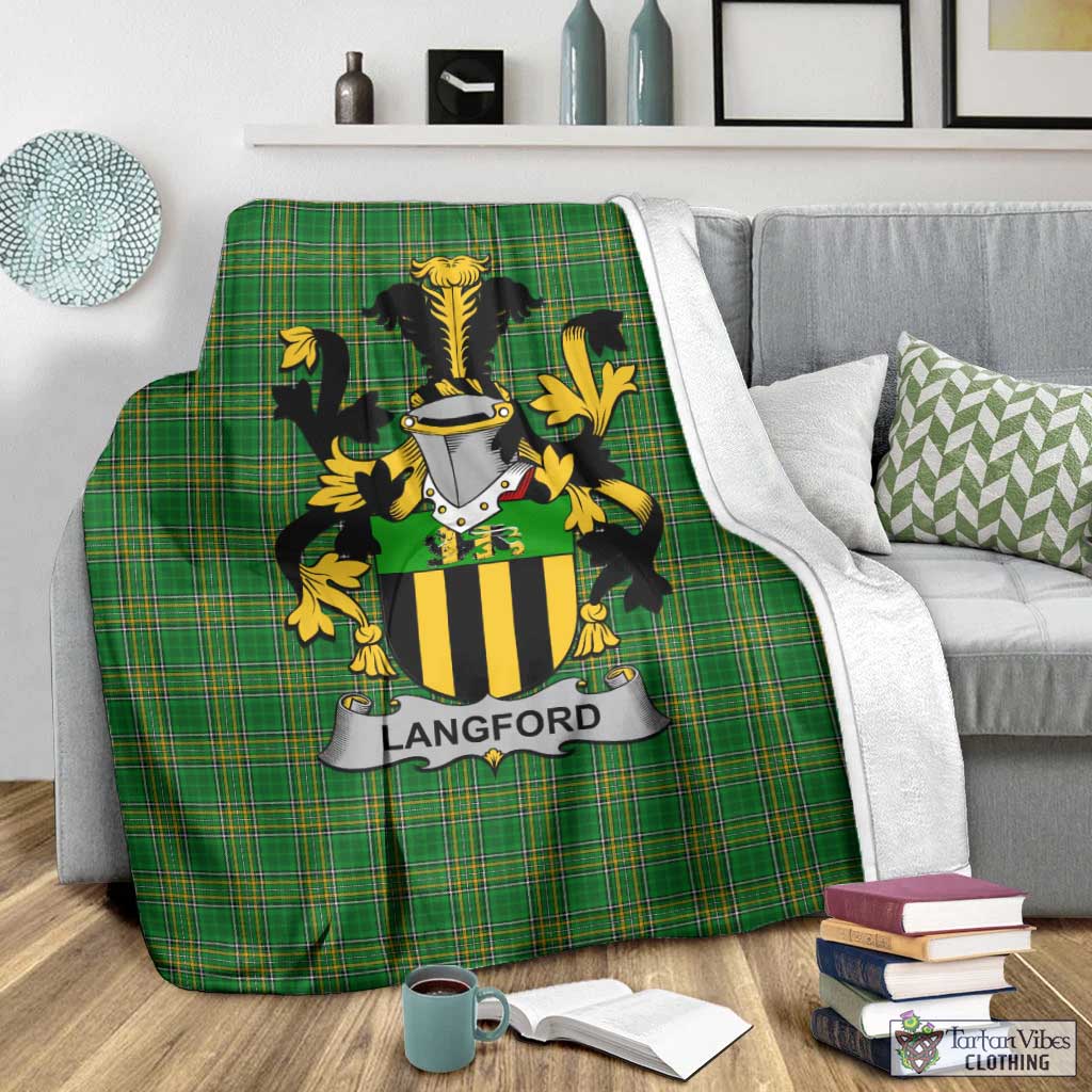 Langford Irish Clan Tartan Blanket with Coat of Arms - Tartan Vibes Clothing