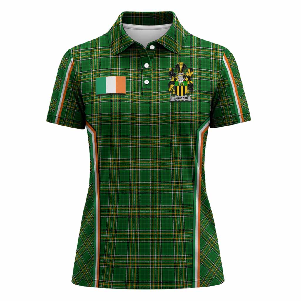 Langford Irish Clan Coat of Arm Tartan Women Polo Shirt Flag Style