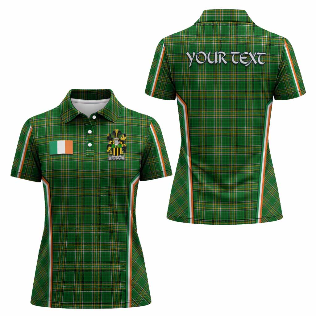 Langford Irish Clan Coat of Arm Tartan Women Polo Shirt Flag Style