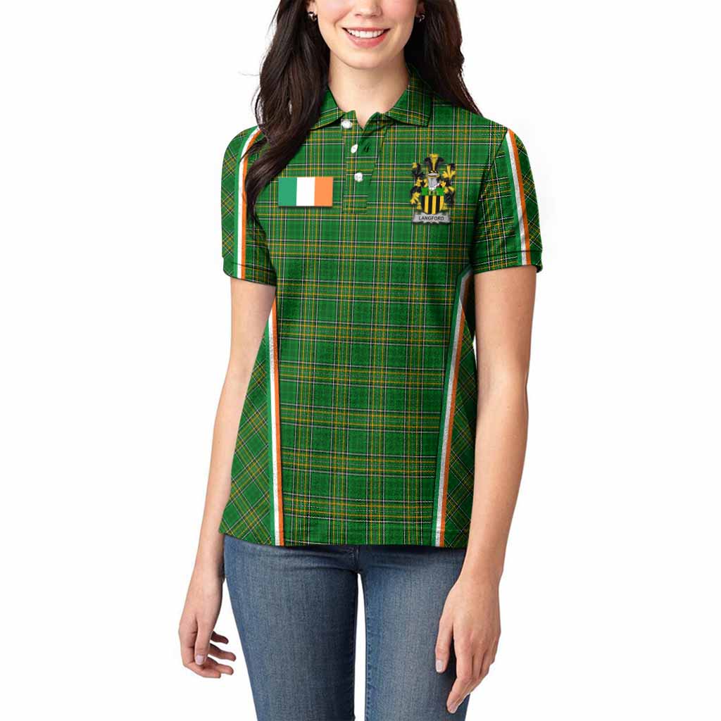 Langford Irish Clan Coat of Arm Tartan Women Polo Shirt Flag Style