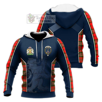 Langlands Tartan Knitted Hoodie with Family Crest and Lion Rampant Vibes Sport Style