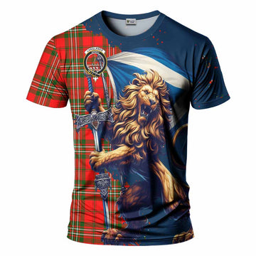 Tartan Vibes Clothing Langlands Tartan Family Crest T-Shirt with Scottish Majestic Lion