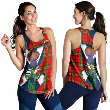Tartan Vibes Clothing Langlands Tartan Family Crest Women's Racerback Tanks Scottish Thistle Celtic Inspired
