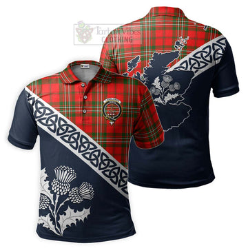 Langlands Tartan Polo Shirt Featuring Thistle and Scotland Map