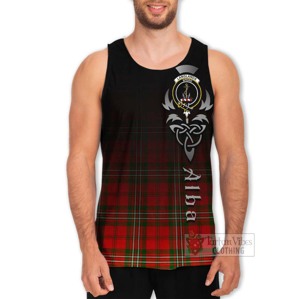 Tartan Vibes Clothing Langlands Tartan Men's Tank Top Featuring Alba Gu Brath Family Crest Celtic Inspired