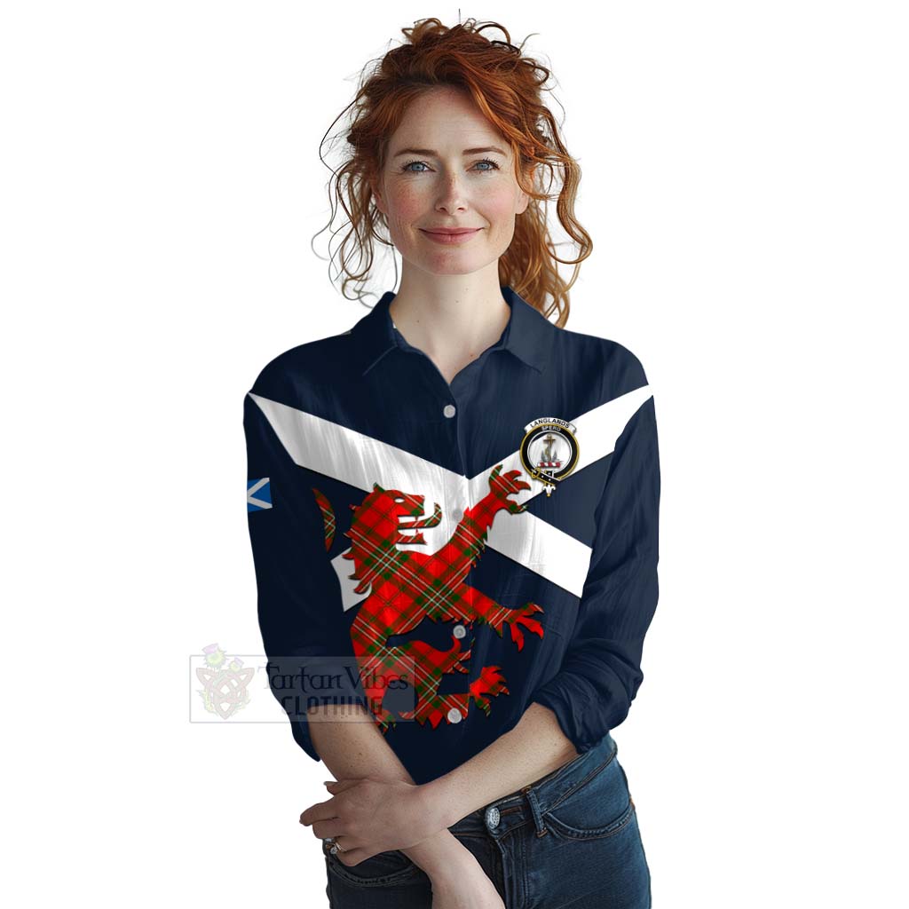 Tartan Vibes Clothing Langlands Tartan Lion Rampant Women's Casual Shirt Proudly Display Your Heritage with Alba Gu Brath and Clan Name
