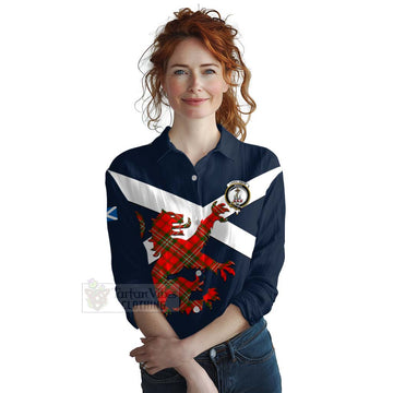 Tartan Vibes Clothing Langlands Tartan Lion Rampant Women's Casual Shirt Proudly Display Your Heritage with Alba Gu Brath and Clan Name