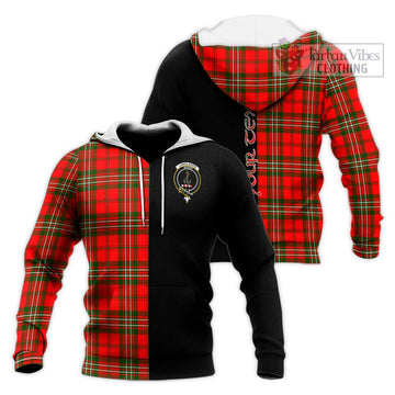 Langlands Tartan Knitted Hoodie with Family Crest and Half Of Me Style