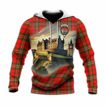 Langlands Tartan Family Crest Knitted Hoodie with Scottish Ancient Castle Style