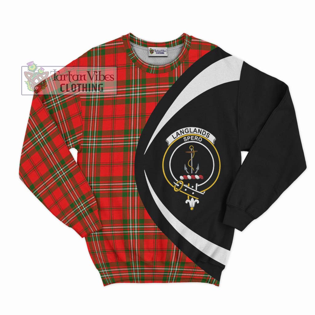 Langlands Tartan Sweatshirt with Family Crest Circle Style Unisex - Tartan Vibes Clothing