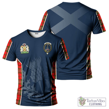 Tartan Vibes Clothing Langlands Tartan T-Shirt with Family Crest and Scottish Thistle Vibes Sport Style