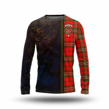 Tartan Vibes Clothing Langlands Tartan Family Crest Long Sleeve T-Shirt Alba Gu Brath Be Brave Lion Ancient Style