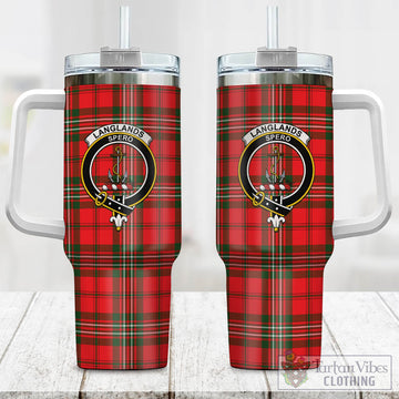 Langlands Tartan and Family Crest Tumbler with Handle