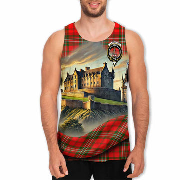 Langlands Tartan Family Crest Men's Tank Top with Scottish Ancient Castle Style