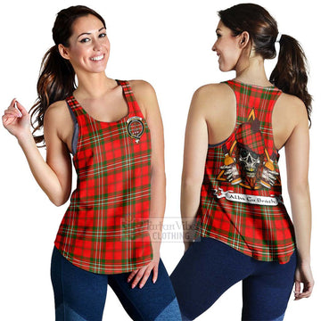 Tartan Vibes Clothing Langlands Tartan Women's Racerback Tanks with Family Crest and Bearded Skull Holding Bottles of Whiskey