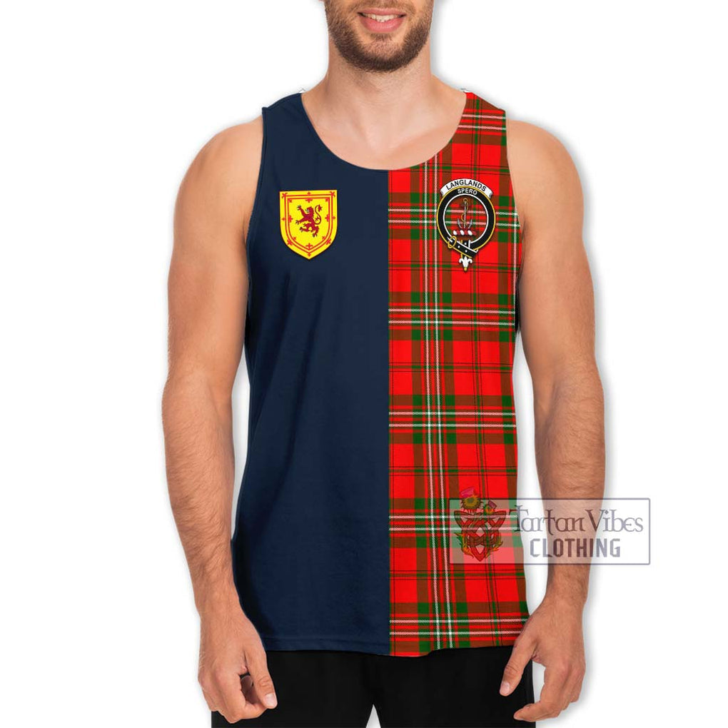 Tartan Vibes Clothing Langlands Tartan Men's Tank Top with Scottish Lion Royal Arm Half Style