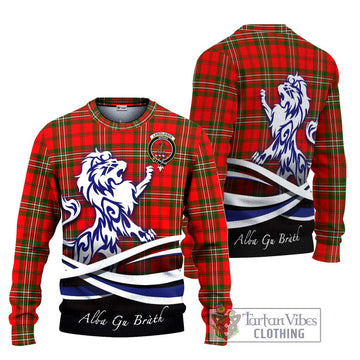 Langlands Tartan Knitted Sweater with Alba Gu Brath Regal Lion Emblem Unisex - Tartanvibesclothing Shop