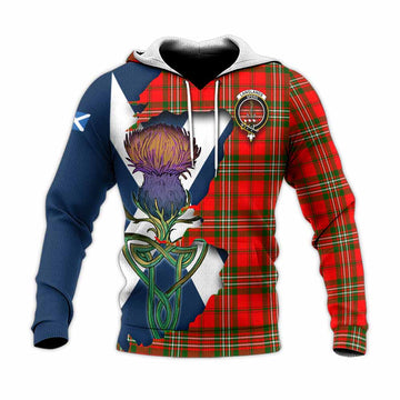 Langlands Tartan Family Crest Knitted Hoodie Scottish Thistle Celtic Inspired