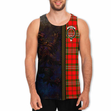 Langlands Tartan Family Crest Men's Tank Top Alba Gu Brath Be Brave Lion Ancient Style