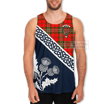 Tartan Vibes Clothing Langlands Tartan Men's Tank Top Featuring Thistle and Scotland Map