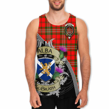 Langlands Tartan Family Crest Men's Tank Top Lion Rampant Royal Thistle Shield Celtic Inspired