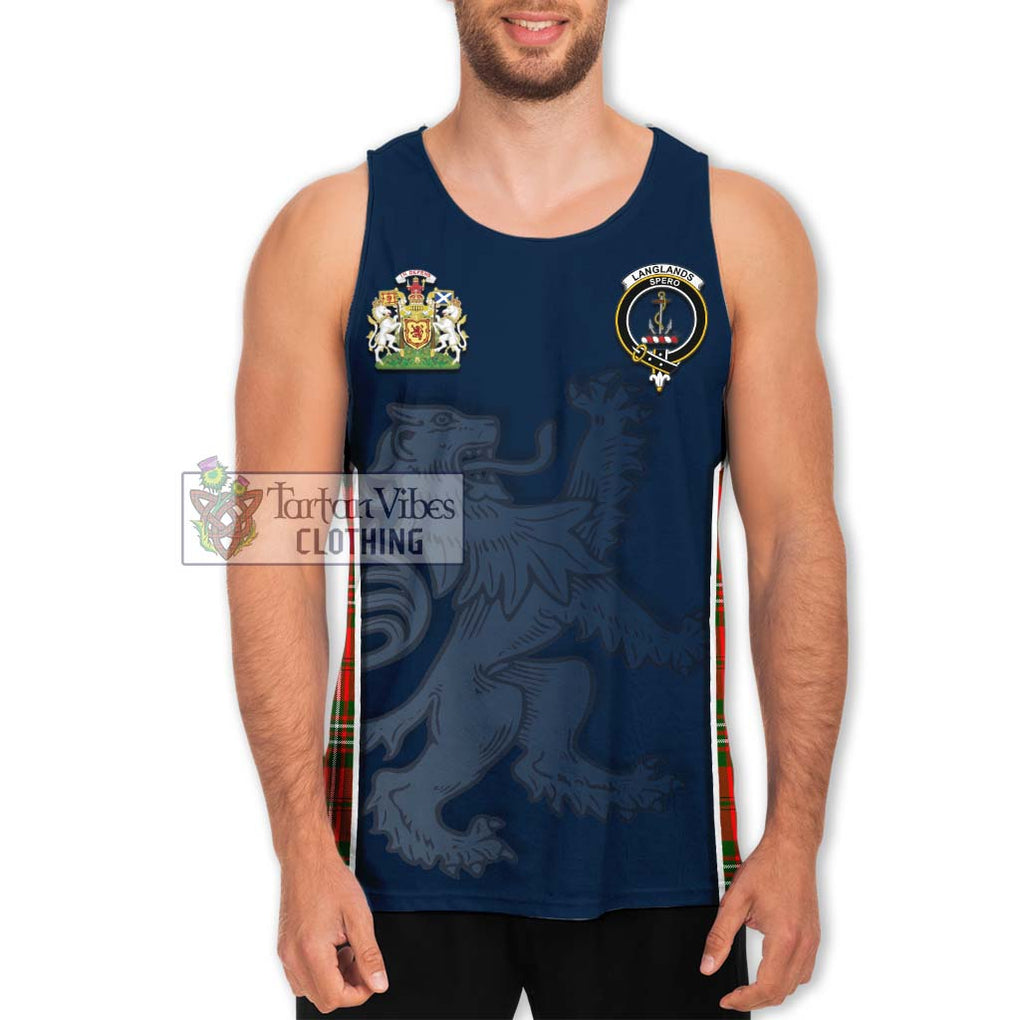 Langlands Tartan Men's Tank Top with Family Crest and Lion Rampant Vibes Sport Style Men - Tartan Vibes Clothing