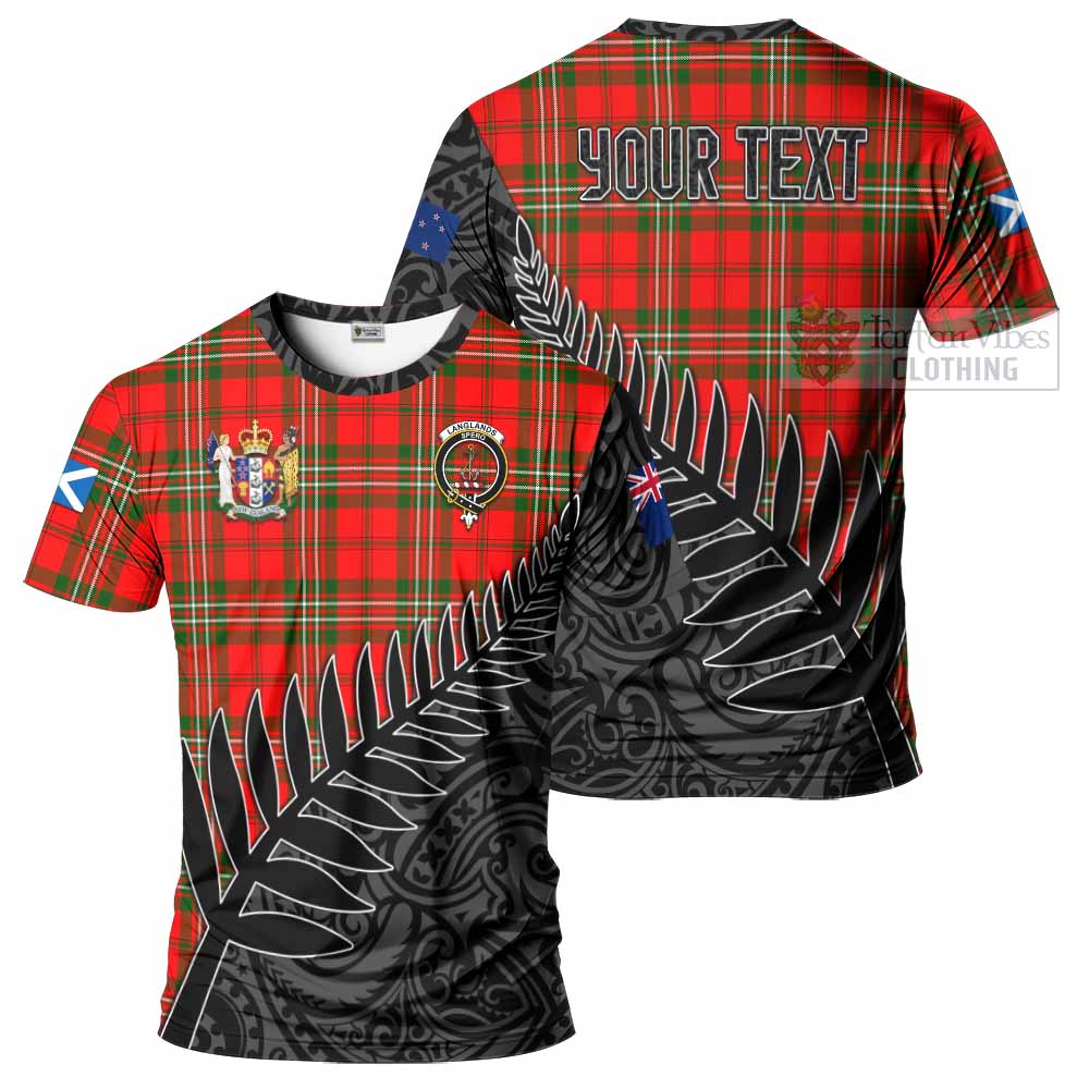 Tartan Vibes Clothing Langlands Crest Tartan T-Shirt with New Zealand Silver Fern Half Style