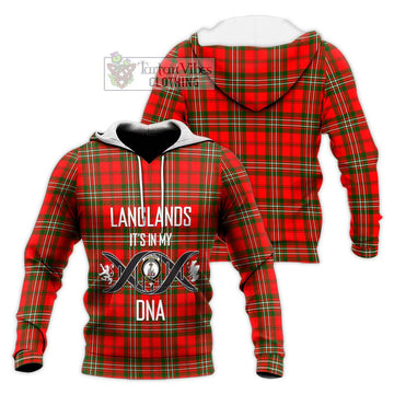Langlands Tartan Knitted Hoodie with Family Crest DNA In Me Style