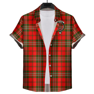 Langlands Tartan Short Sleeve Button Down Shirt with Family Crest