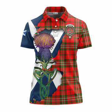 Langlands Tartan Family Crest Women's Polo Shirt Scottish Thistle Celtic Inspired